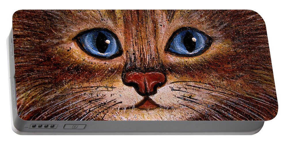 Cats Portable Battery Charger featuring the painting Tabby by Natalie Holland