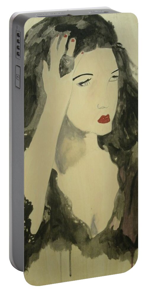 Woman Portable Battery Charger featuring the painting Tairrie by Samantha Lusby