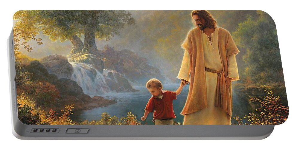 Jesus Portable Battery Charger featuring the painting Take My Hand by Greg Olsen