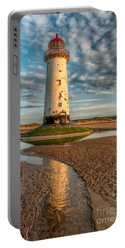 Talacre Portable Battery Charger featuring the photograph Talacre Lighthouse Sunset by Adrian Evans