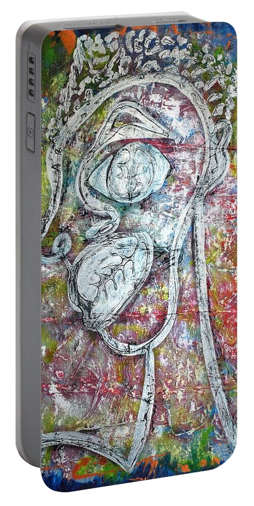 Portrait Portable Battery Charger featuring the painting Tall Man by Cleaster Cotton