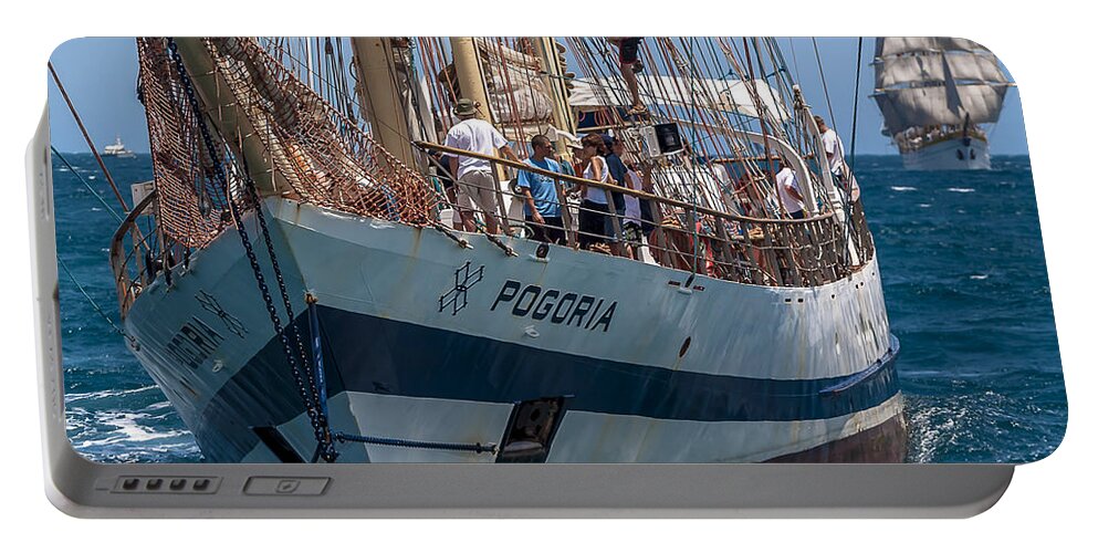 Tall Ships Portable Battery Charger featuring the photograph Tall Ship Pogoria by Pablo Avanzini