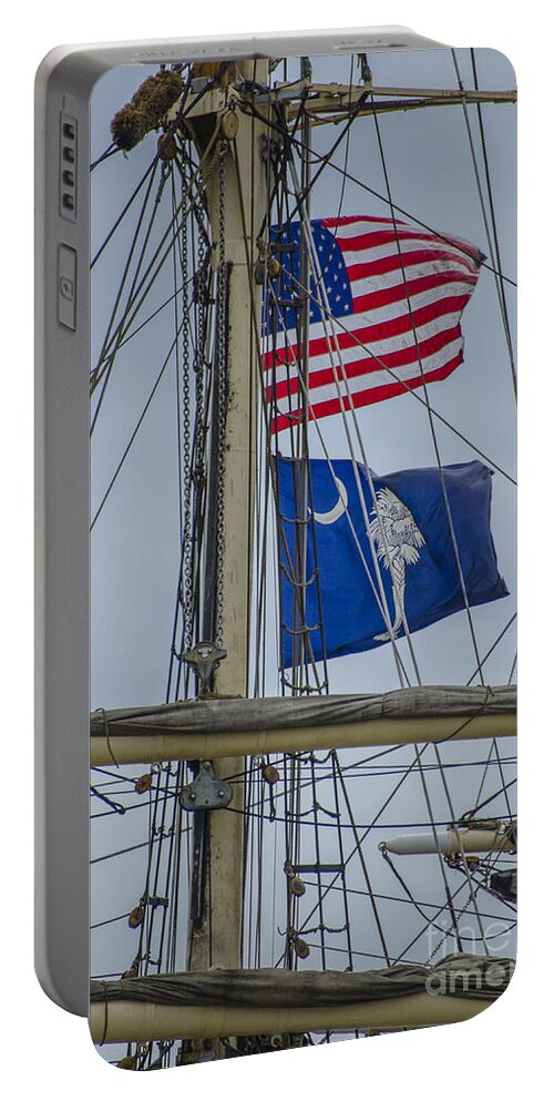 Tall Ships Portable Battery Charger featuring the photograph Tall Ships Flags by Dale Powell