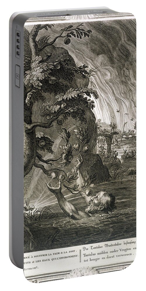Tantalus Portable Battery Charger featuring the drawing Tantalus Torment, 1731 by Bernard Picart