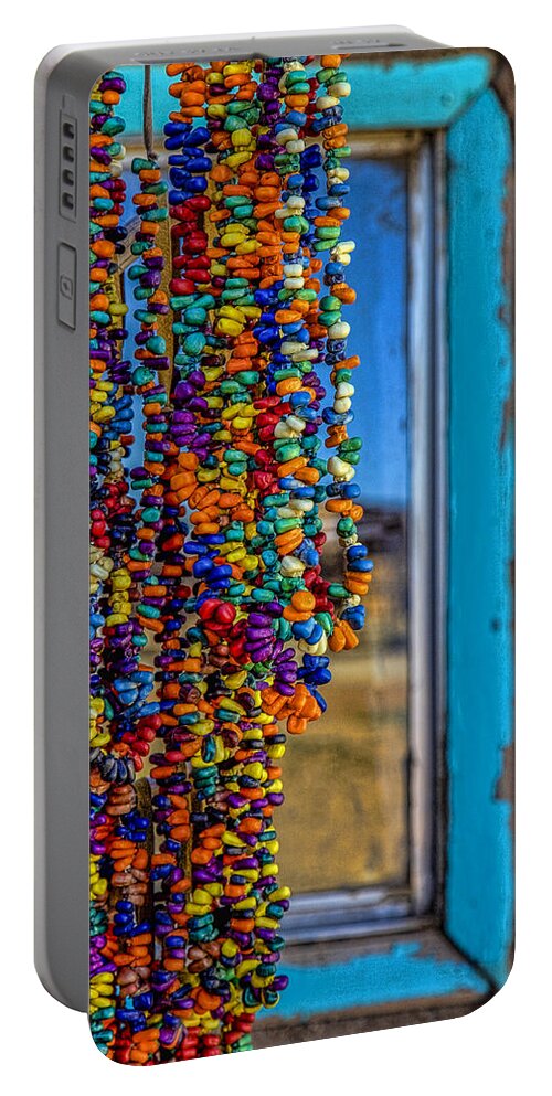 Turquoise Portable Battery Charger featuring the photograph Taos Beads by Diana Powell