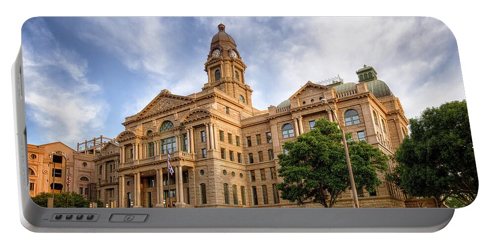 Joan Carroll Portable Battery Charger featuring the photograph Tarrant County Courthouse II by Joan Carroll
