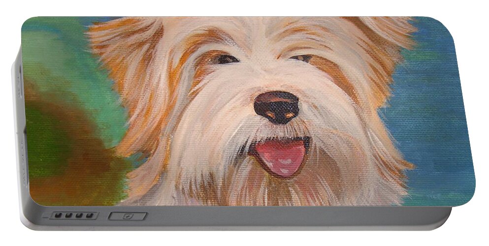 Dog Portable Battery Charger featuring the painting Terrier Portrait by Taiche Acrylic Art