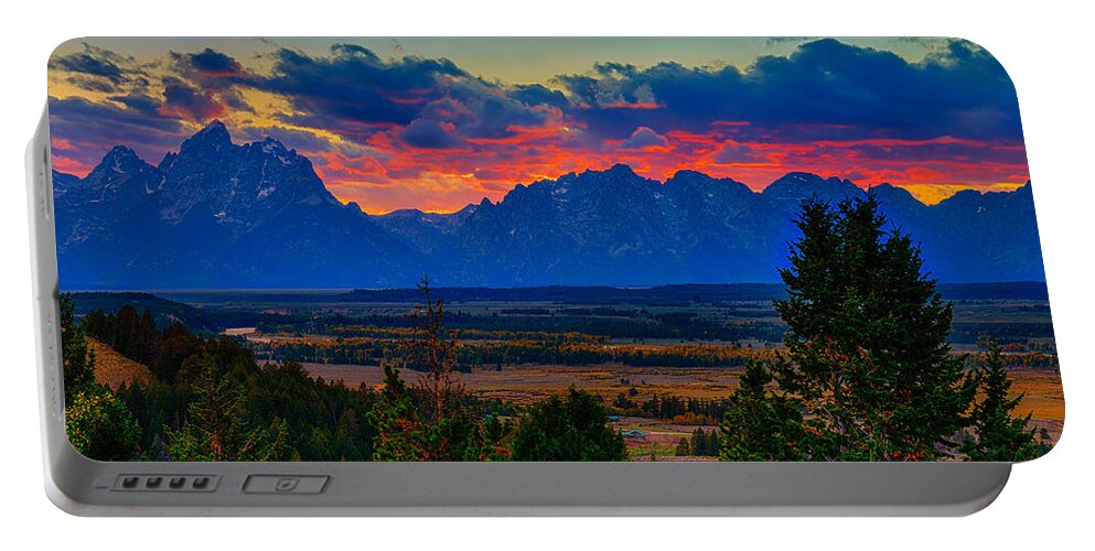 Tetons Portable Battery Charger featuring the photograph Teton Sunset by Greg Norrell