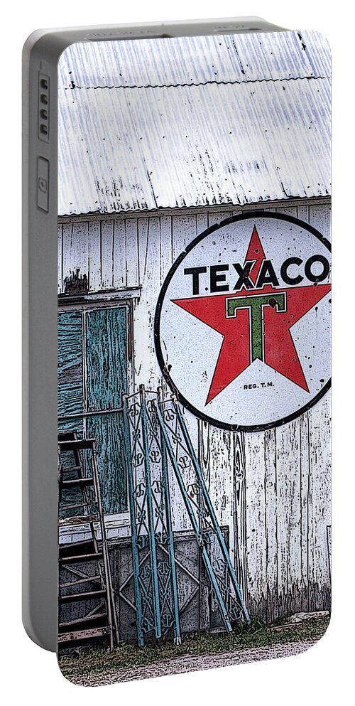 Texaco Canvas Print Portable Battery Charger featuring the photograph Texaco Times Past by Lucy VanSwearingen