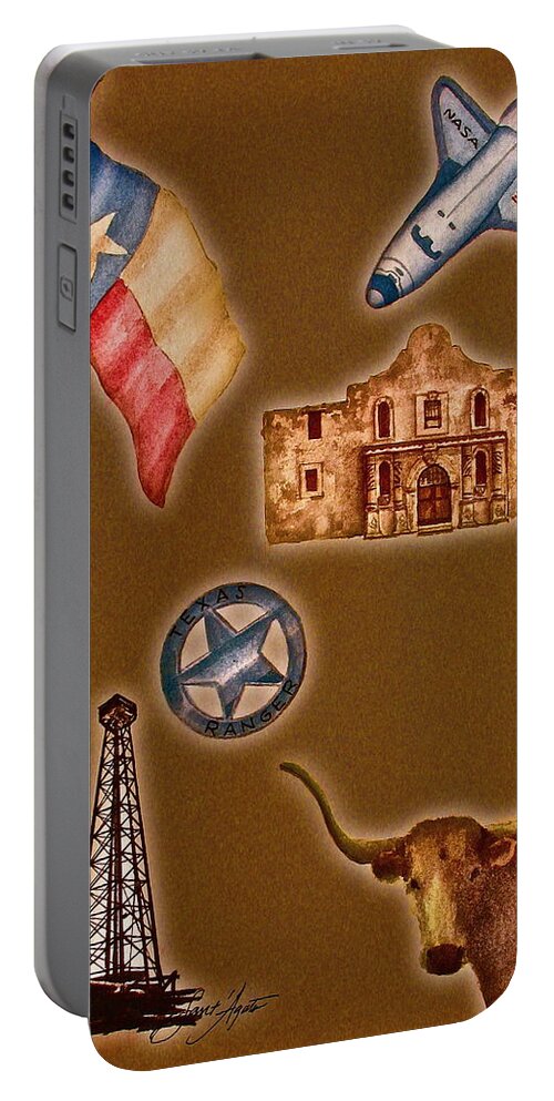 Texas Portable Battery Charger featuring the painting Texas Icons Poster by Sant'Agata by Frank SantAgata