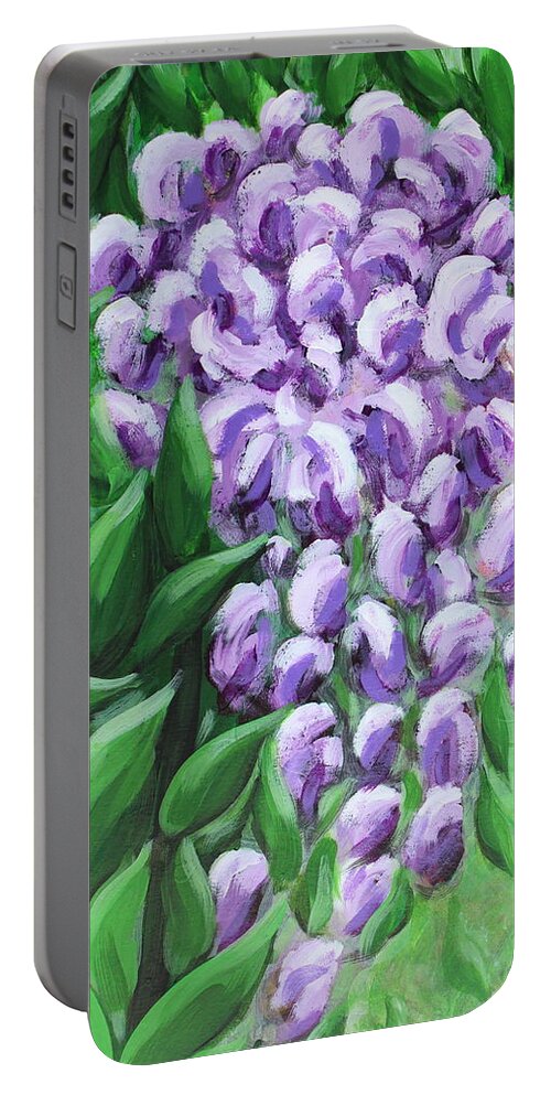 Texas Mountain Laurel Portable Battery Charger featuring the painting Texas Mountain Laurel by Kume Bryant