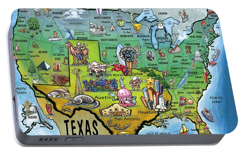 Texas Portable Battery Charger featuring the painting Texas USA by Kevin Middleton