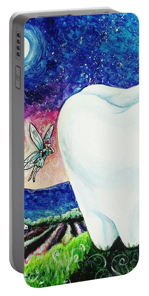 Fairy Portable Battery Charger featuring the painting That's No Baby Tooth by Shana Rowe Jackson