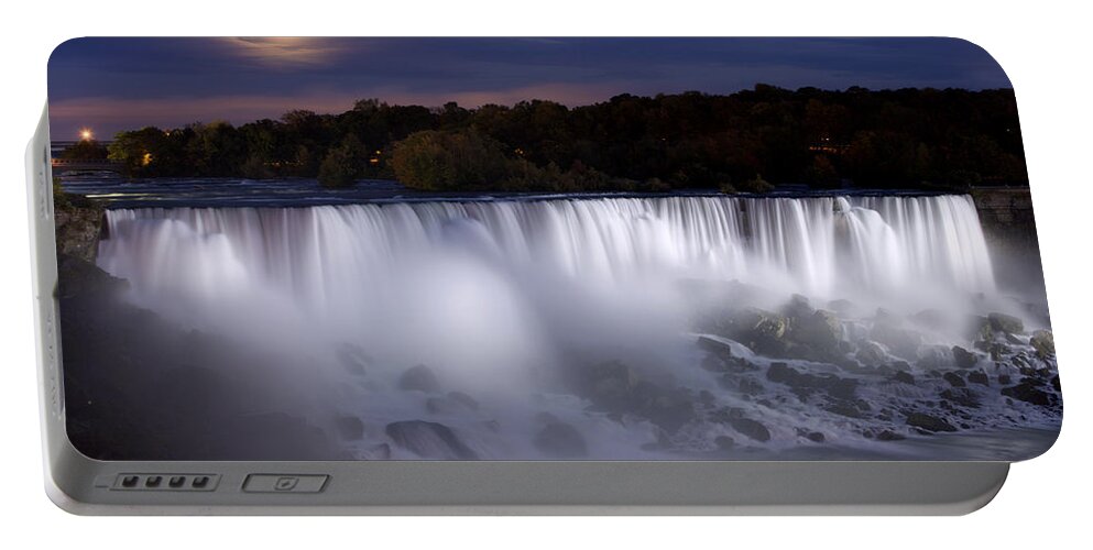 Light Portable Battery Charger featuring the photograph The American Falls At Night by Darwin Wiggett