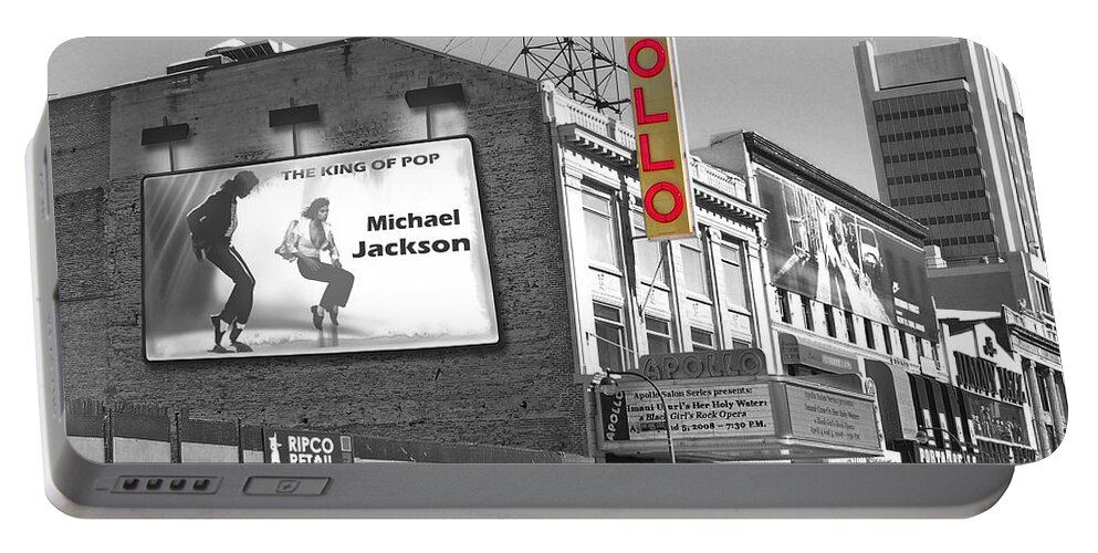 Advertisements Portable Battery Charger featuring the photograph The Apollo Theater by Nina Bradica