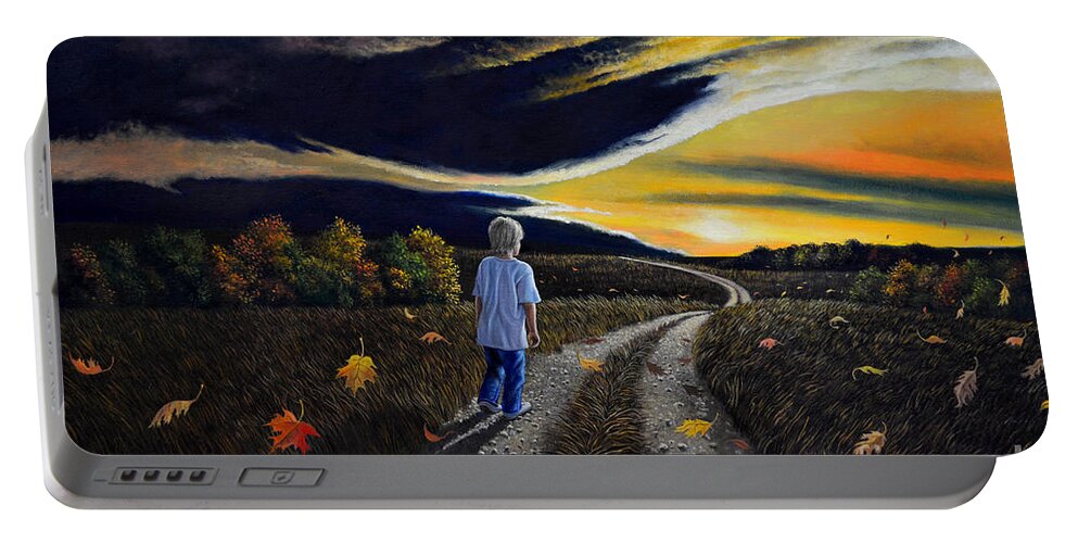 Autumn Portable Battery Charger featuring the painting The Autumn Breeze by Christopher Shellhammer