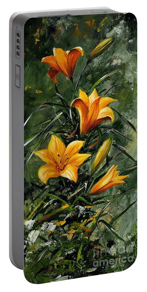 Art Portable Battery Charger featuring the painting The beauty flower 06 by Emerico Imre Toth