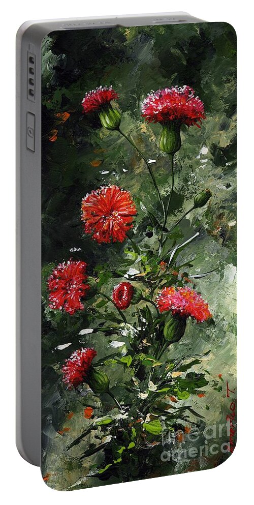 Art Portable Battery Charger featuring the painting The beauty flower 08 by Emerico Imre Toth