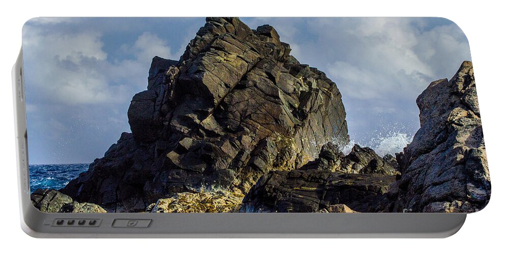 Rock Portable Battery Charger featuring the photograph The Big Rock by Judy Wolinsky