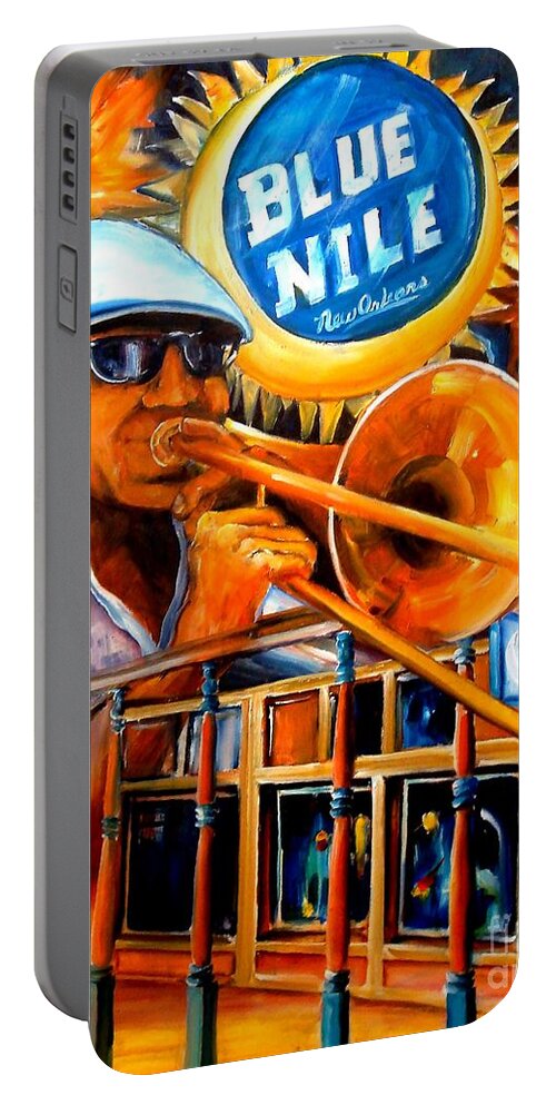 New Orleans Portable Battery Charger featuring the painting The Blue Nile Jazz Club by Diane Millsap
