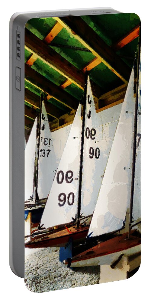 Sailing Portable Battery Charger featuring the photograph The Boat Shed by Steve Taylor
