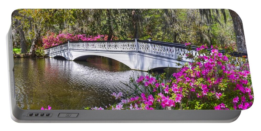 Scenic Portable Battery Charger featuring the photograph The Bridge At Magnolia Plantation by Kathy Baccari
