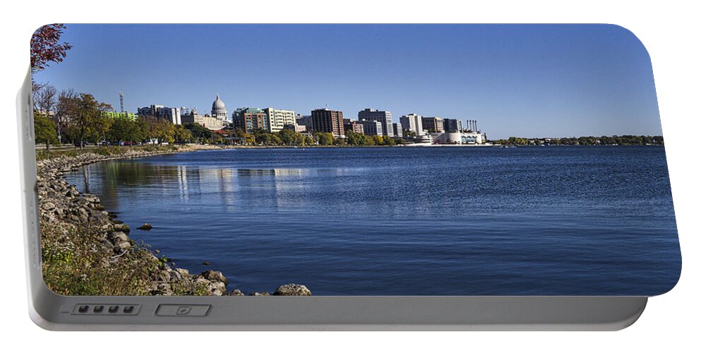 Capitol Portable Battery Charger featuring the photograph The Capitol and Monona Terrrace - Madison - Wisconsin by Steven Ralser