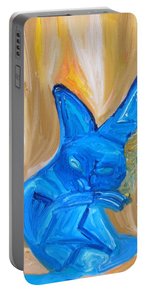 Cat Portable Battery Charger featuring the painting The Cat Camelion by Shea Holliman