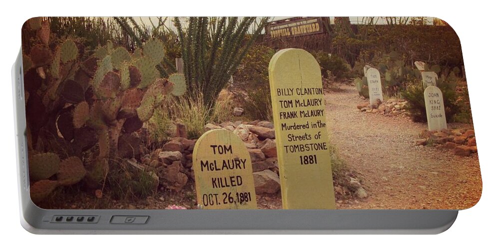 Famous Graveyards Portable Battery Charger featuring the photograph The Cemetery at Boothill by John Malone