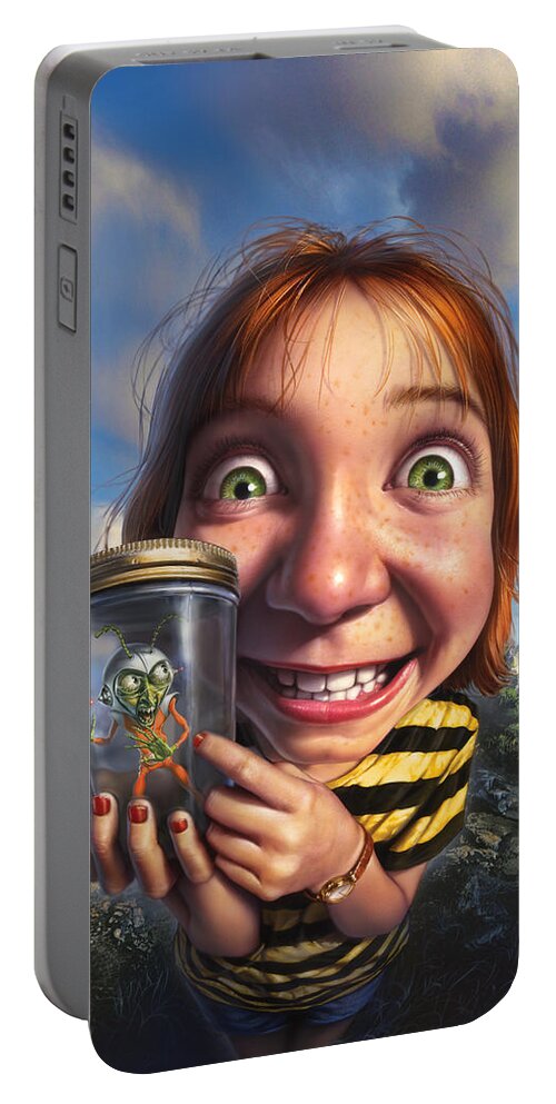 Bug Portable Battery Charger featuring the painting The Collector by Mark Fredrickson