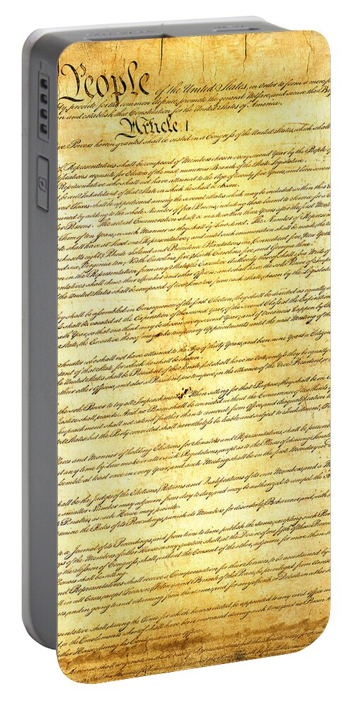 Constitution Portable Battery Charger featuring the mixed media The Constitution of the United States of America by Design Turnpike