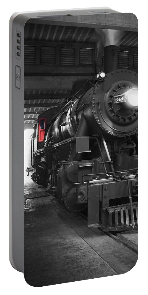 Steam Engine Portable Battery Charger featuring the photograph The Cool Down by Mike McGlothlen