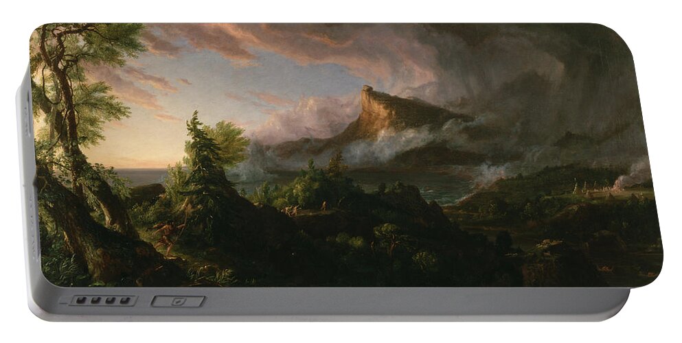 Hudson River School Portable Battery Charger featuring the painting The Course of Empire The Savage State by Thomas Cole