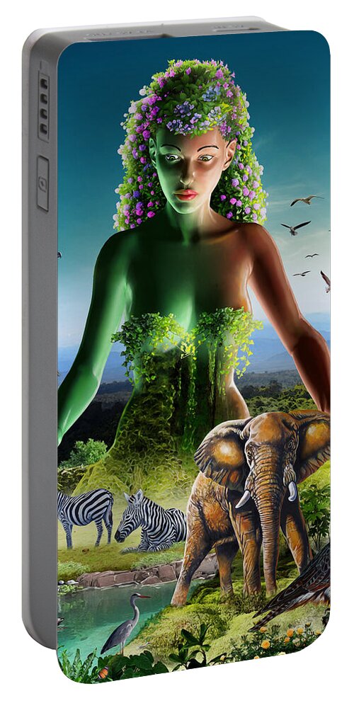 Lupita Portable Battery Charger featuring the digital art The Custodian by Anthony Mwangi