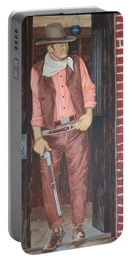 John Wayne Portable Battery Charger featuring the painting The Duke by Kathy Przepadlo
