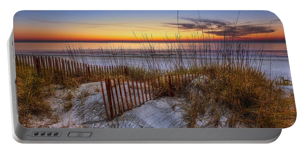 Clouds Portable Battery Charger featuring the photograph The Dunes at Sunset by Debra and Dave Vanderlaan