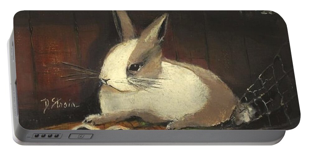 Rabbits Portable Battery Charger featuring the painting The Dutch Rabbit by Diane Strain