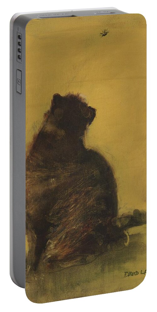 Cat Portable Battery Charger featuring the painting The Entomologist by David Ladmore