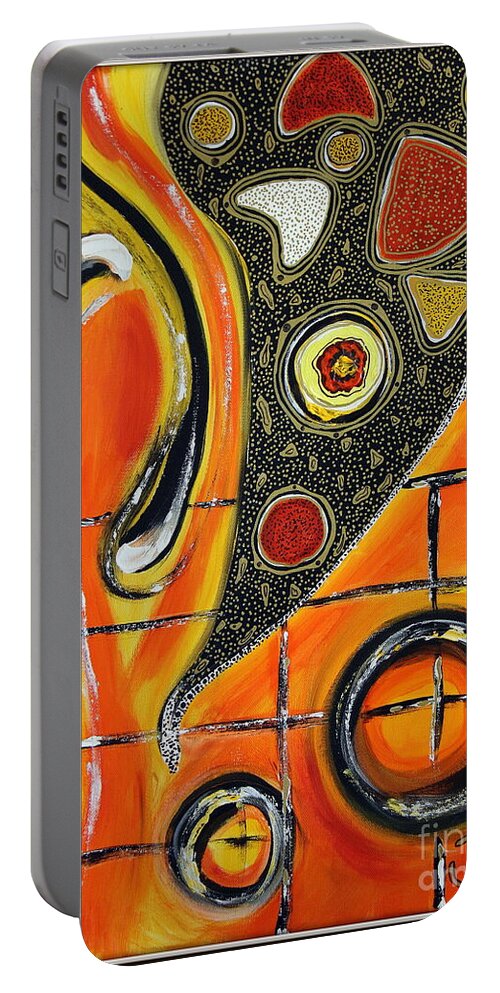 Fire Portable Battery Charger featuring the painting The Fires of Charged Emotions by Jolanta Anna Karolska