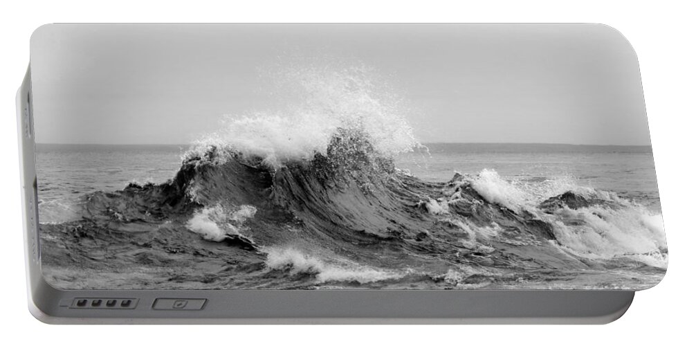 Black And White Portable Battery Charger featuring the photograph The Fury by Alison Gimpel