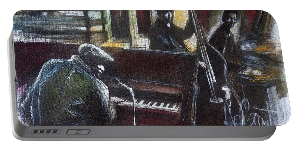 Musicians Portable Battery Charger featuring the painting The Gig by Gregory DeGroat