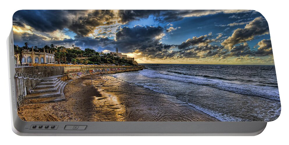 Israel Portable Battery Charger featuring the photograph the golden hour during sunset at Israel by Ronsho