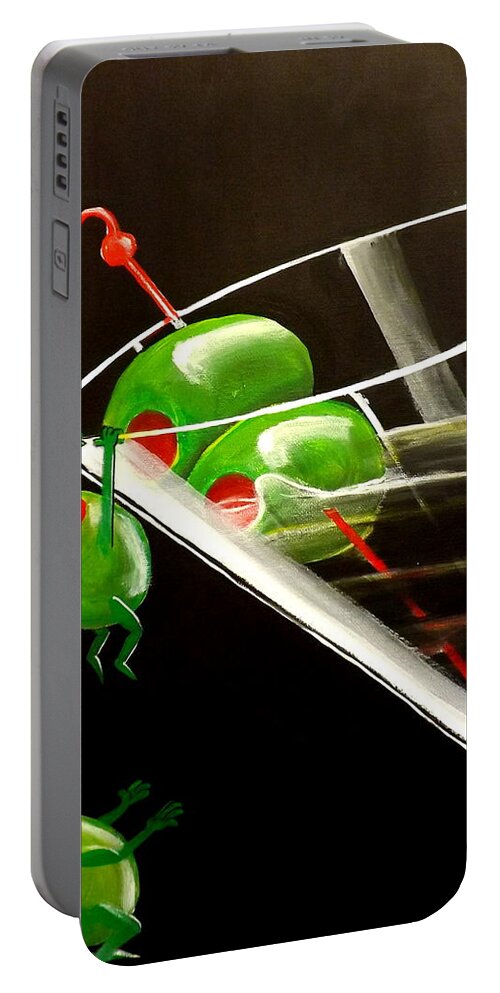 Martini Portable Battery Charger featuring the painting The Great Escape by Darren Robinson