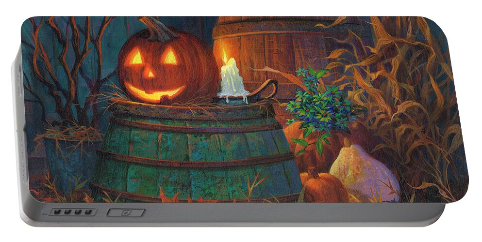 Michael Humphries Portable Battery Charger featuring the painting The Great Pumpkin by Michael Humphries