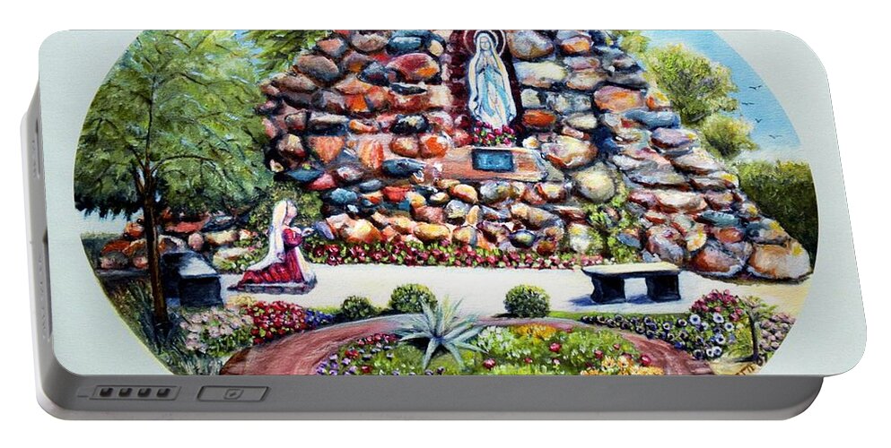 Grotto Portable Battery Charger featuring the painting The Grotto by Bernadette Krupa