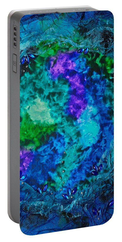 Abstract Portable Battery Charger featuring the mixed media The Grotto by Michele Myers
