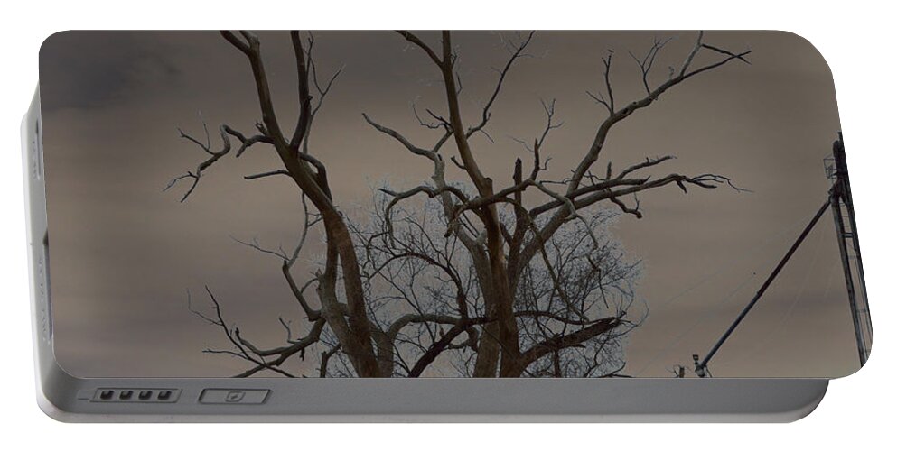 Spooky Portable Battery Charger featuring the photograph The Haunting Tree by Alys Caviness-Gober
