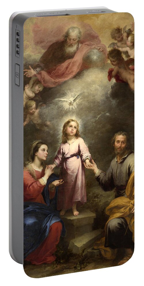Bartolome Esteban Murillo Portable Battery Charger featuring the painting The Heavenly and Earthly Trinities by Bartolome Esteban Murillo