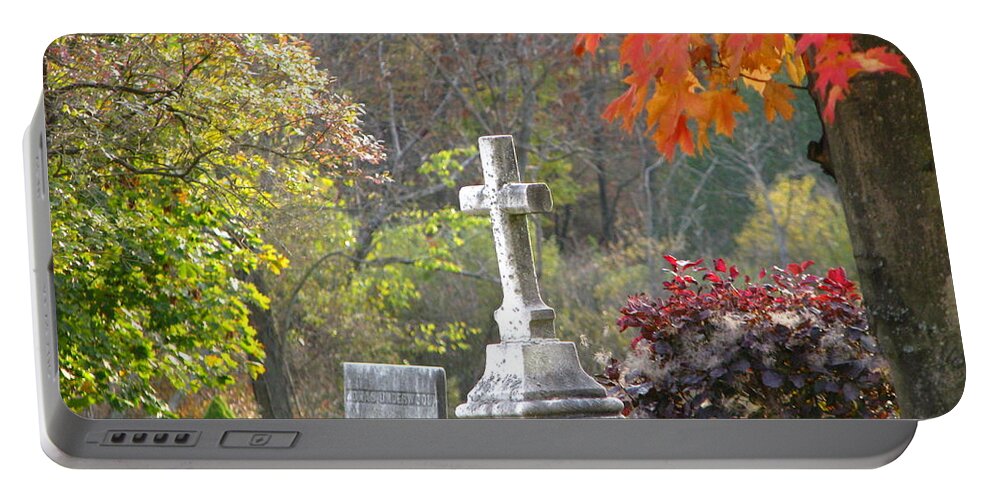 Cemetery Portable Battery Charger featuring the photograph The Holy Cross by Michael Krek