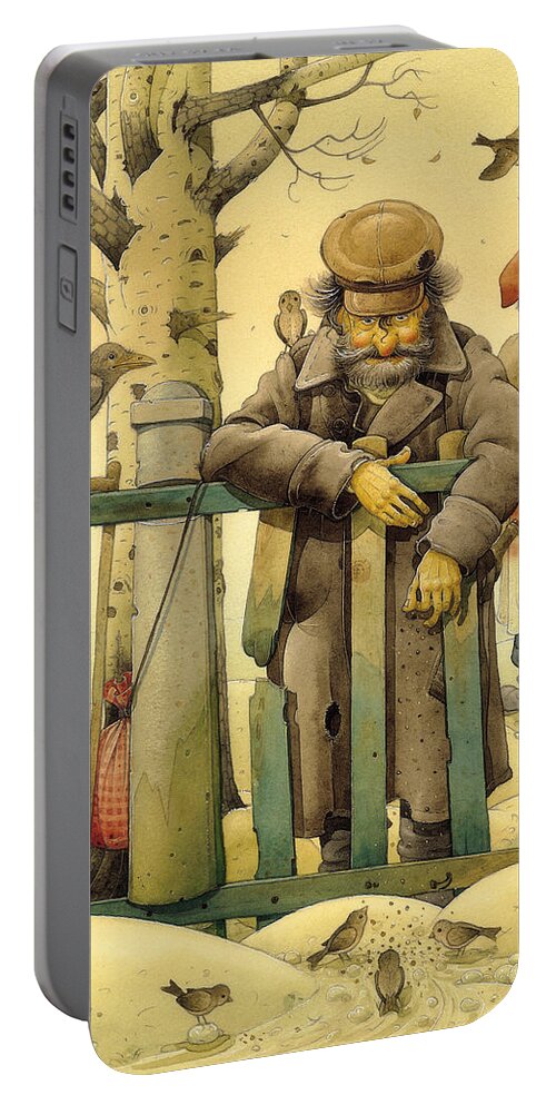 Russian Portable Battery Charger featuring the drawing Russian scene01 by Kestutis Kasparavicius